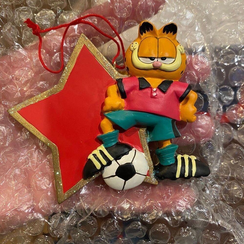 Vintage Garfield Soccer Ornament Personalizable Touchtone Music Button